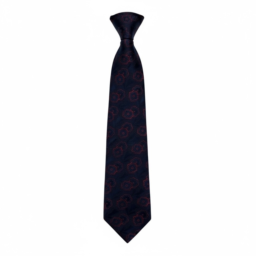 Fendi Roma Navy Blue Floral Silk Necktie Elegant Mens‎ Designer Tie
